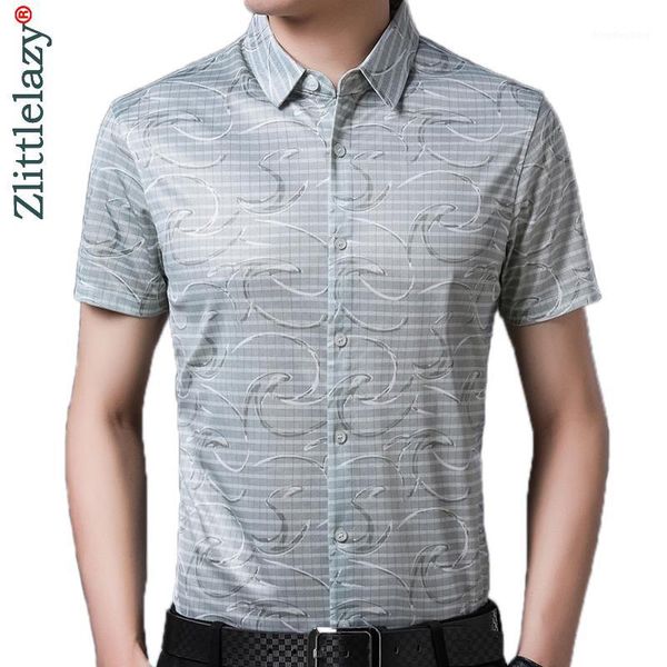 

2020 short sleeve men social shirt summer streetwear casual luxurious shirts dress mens slim regular fit clothes fashions 524051, White;black