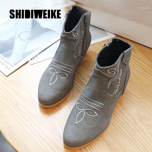 

boots women shoes ankle short embroidery high-heel fashion spring autumn pointed woman plus size 35-43 v3851, Black