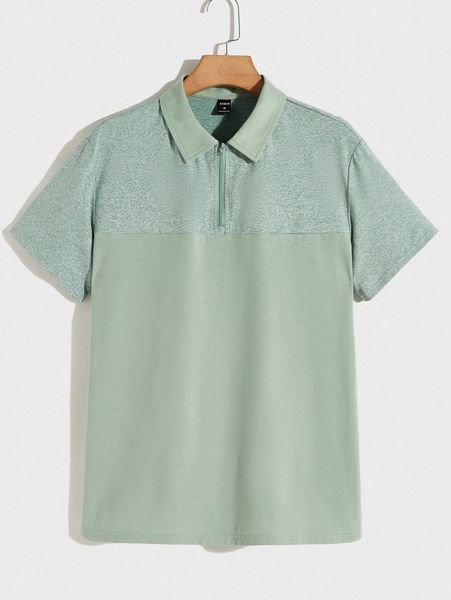 

men half zip colorblock polo shirt 58ni#, White;black