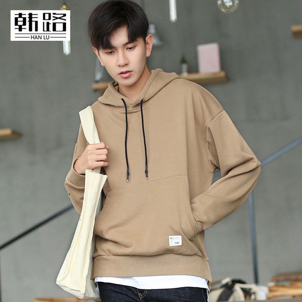 

casual male female fake winter two parts with sweater couple fashion solid release sleeve long hoodie top, Black