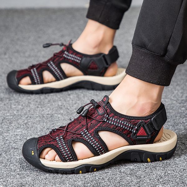 

men size large breathable summer shoes cover the beach handcrafted platform sandals a.k.a. chaussure sandales homme n213, Black