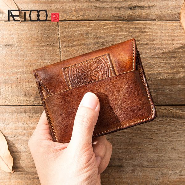 

aetoo vintage leather driver's license leather cover, male leather multi-functional personality card bag, handmade leatherwallet, Red;black