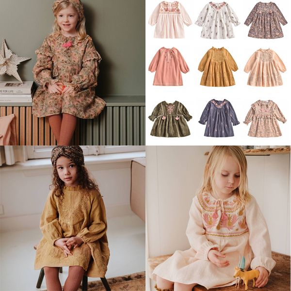 

2020 new autumn winter l& brand kids dresses for girls cute embroidery flower long sleeve princess dress baby child clothes lj200923, Red;yellow