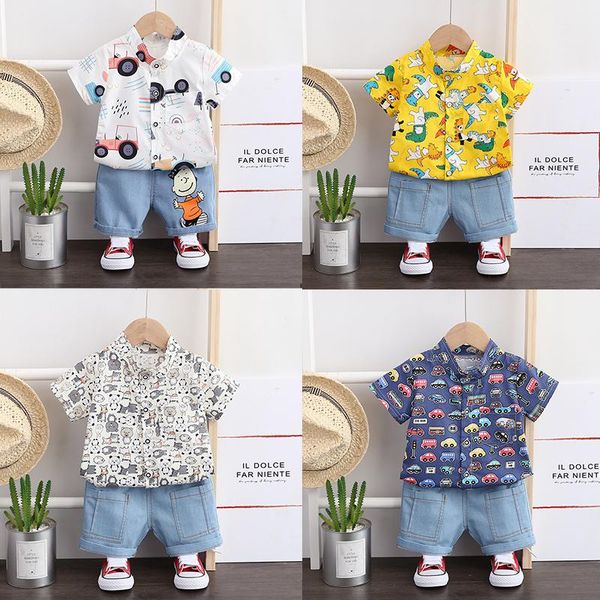 

clothing sets 2021 summer cartoon baby boy clothes t-shirt+shorts print kids toddler suit children for 1-4 age, White