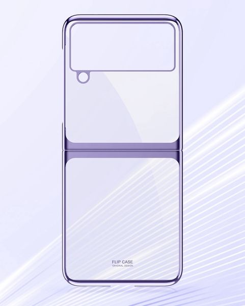Casos de telefone duro claros para Samsung Galaxy Z flip 3 5G flip3 tampa transparente PC de volta com bordas de shinning banhado