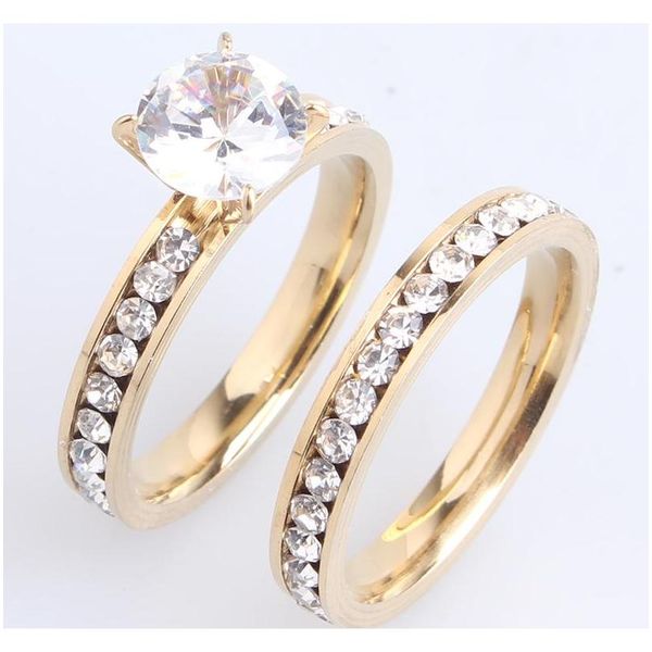 

12pairs men womens wedding couple rings 316l stainless steel gold plated crystal fahion jewelry eng wmtyyz luckyhat, Silver