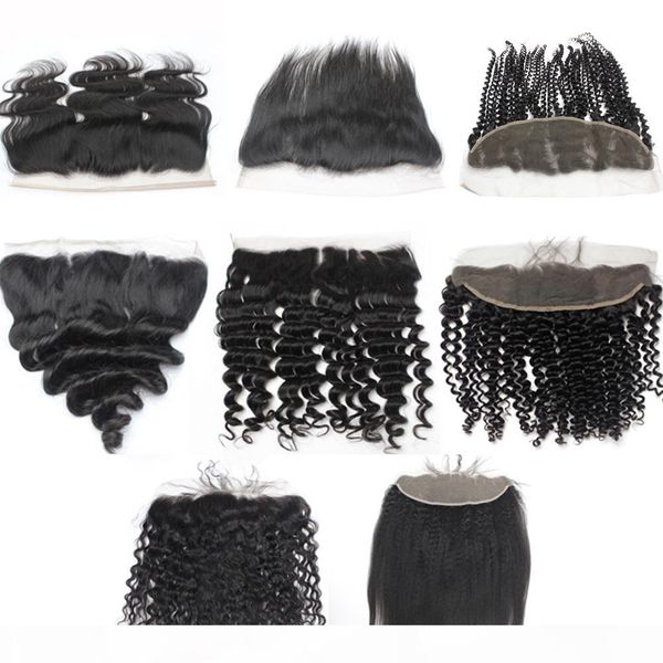 

7a brazilian body wave curly straight hair ear to ear lace closures 1b 13x4 peruvian virgin lace frontal hair human hair, Black