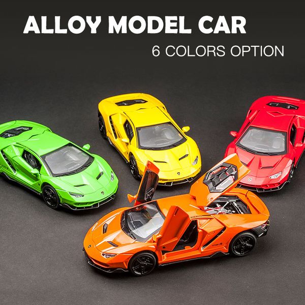 

1:32 super car models 15.5cm alloy car model toys pull back supercar luminous sound tail lift 2021 sell
