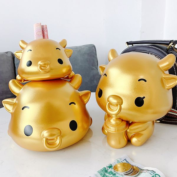 

golden cattle piggy bank new lucky capacity anti-fall piggy bank home creative birthday gift children cute