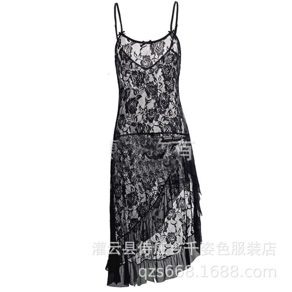 

lingerie pajama suspender transparent lace multi color dress, Black;red