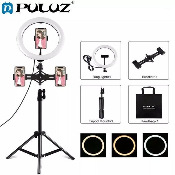 

puluz 10.2/11.8 inch led selfie ring light &1.1m light stand &cell phone holder for p studio youtube vlogging video shooting1