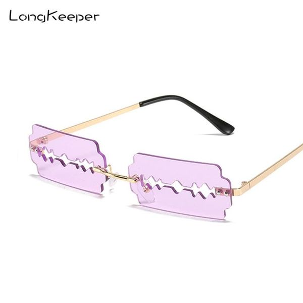 

sunglasses longkeeper fashion rimless women trendy razor blade sun glasses men frameless punk shades uv400, White;black