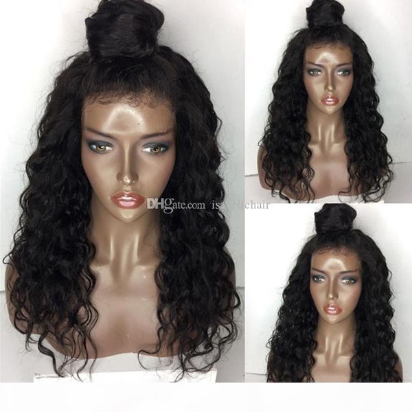 

9a pre plucked human hair wigs for black women water wave brazilian virgin glueless full lace wigs with baby hair front lace wig, Black;brown