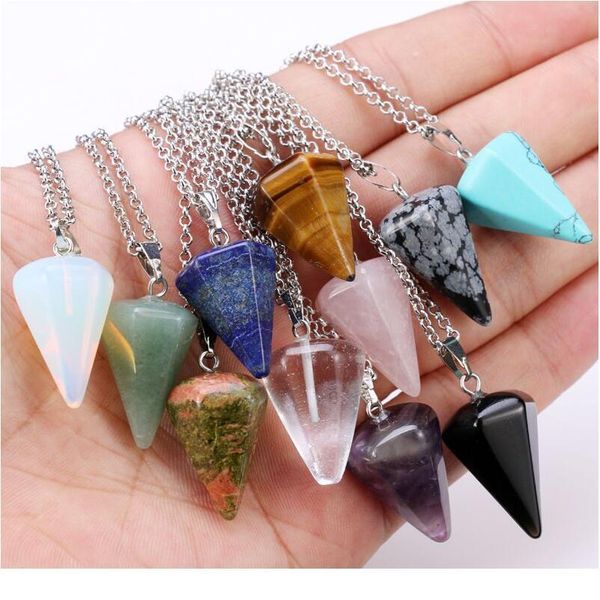 

reiki hexagonal column quartz necklaces pendants fashion natural stone opal pink crystal pendant necklace for women men qylzln, Black