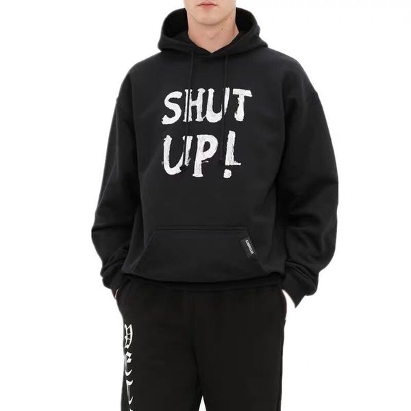 

2021 women cotton autumn shut up graffiti wear print hoodie fashion vetements men hooded sweathirt puff casual winter hoodie fhduk, Black