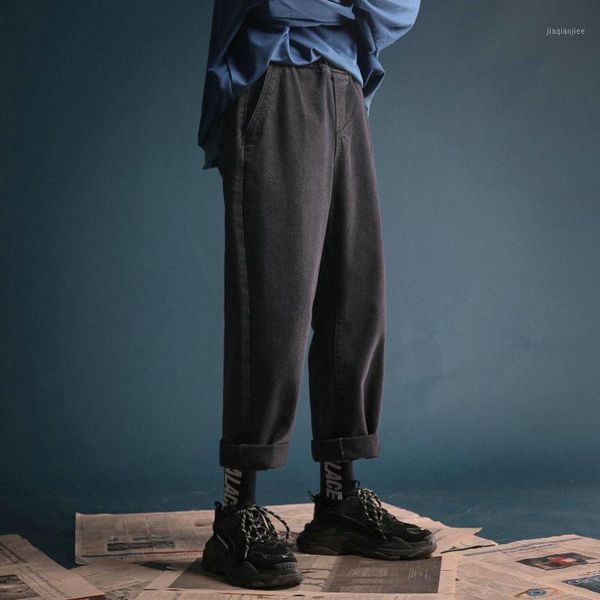 

new men's tide nine points pants casual street style jeans wild handsome student jeans1, Blue