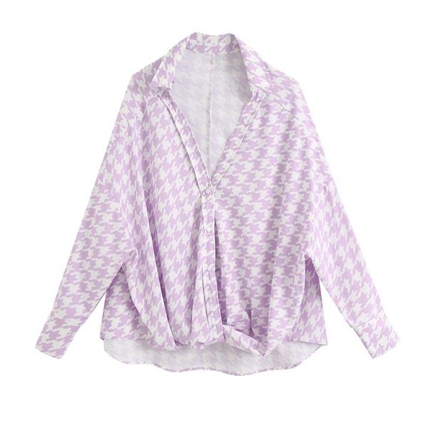 

women's blouses & shirts blsqr women sweet houndstooth print fashion single-breasted long sleeve female blusas chic, White