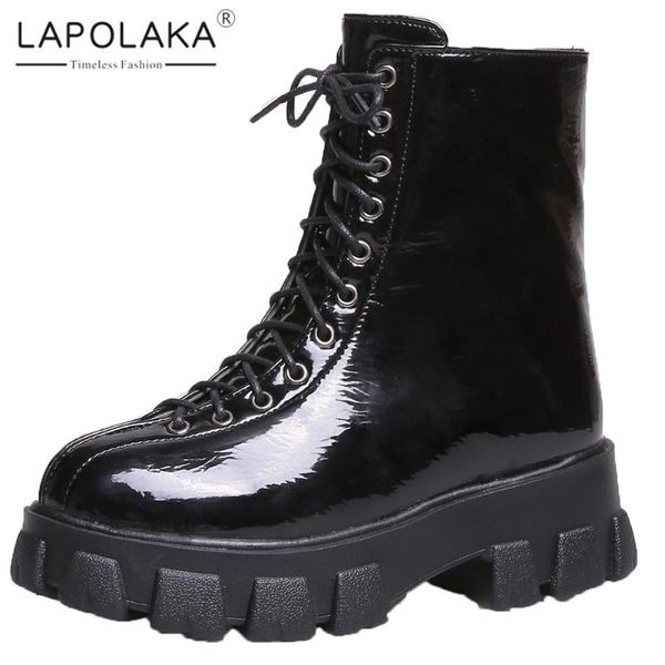 

boots lapolaka fashion 2021 wholesale platform concise shoes woman zip up comfortable women, Black