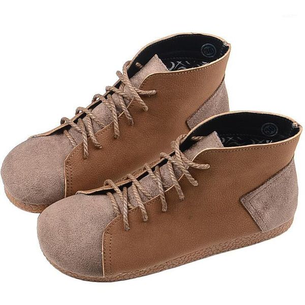 

new 2020 women's soft sole retro boots 35-40 thick machine boots ladies autumn fashion round head lace bb-941, Black