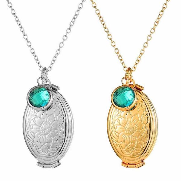 

fashion rhinestone expandable 4 ps oval pendant locket necklace gift new, Silver
