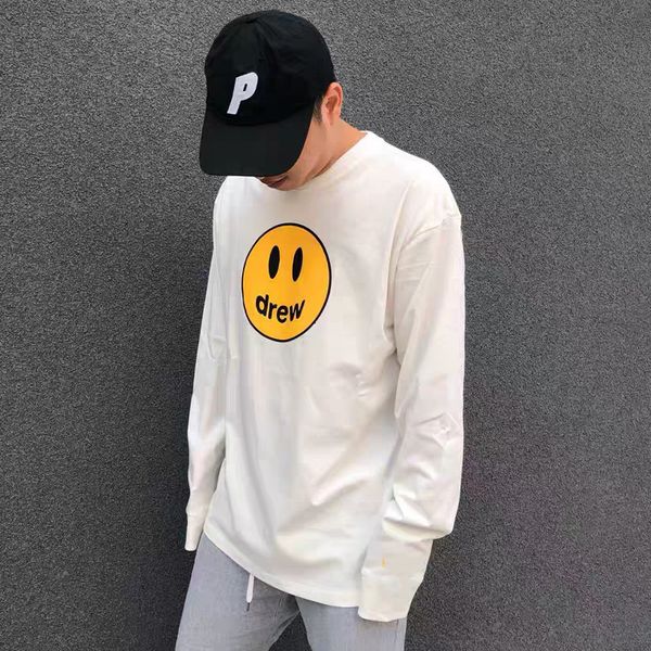 

face smiley drew jia siding bieber printed round neck sweater base loose beauty fashion wu yifan same fashion brand, White;black