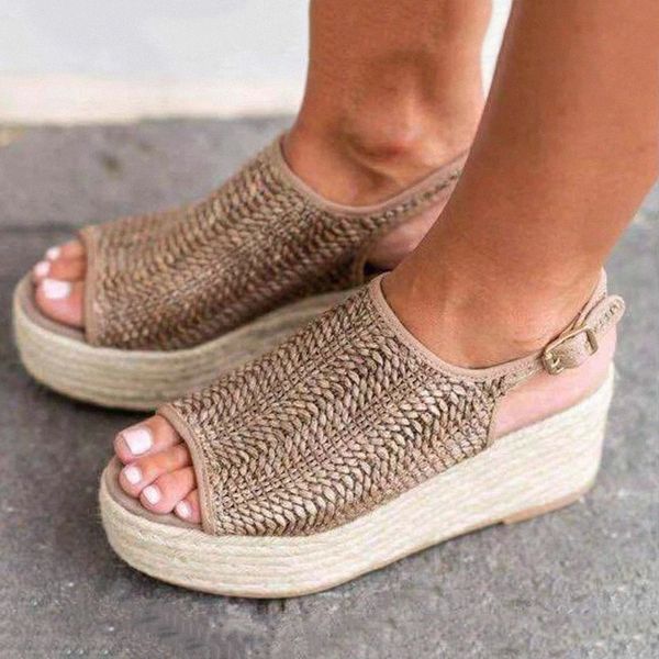 

summer women sandals peep toe platform sandals with 6cm wedges shoes women summer sandals high heels shoes #r61s, Black