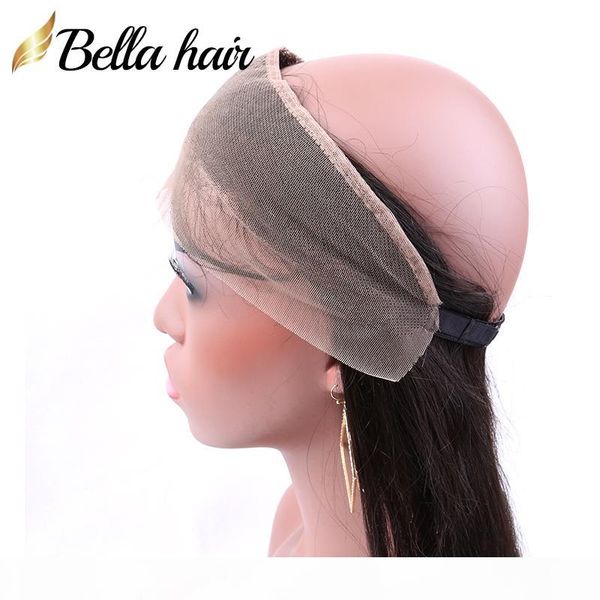 

bellahair 360 lace band frontal 22x2" peruvian virgin hair lace closure straight human hair frontal with baby hair natural color, Black