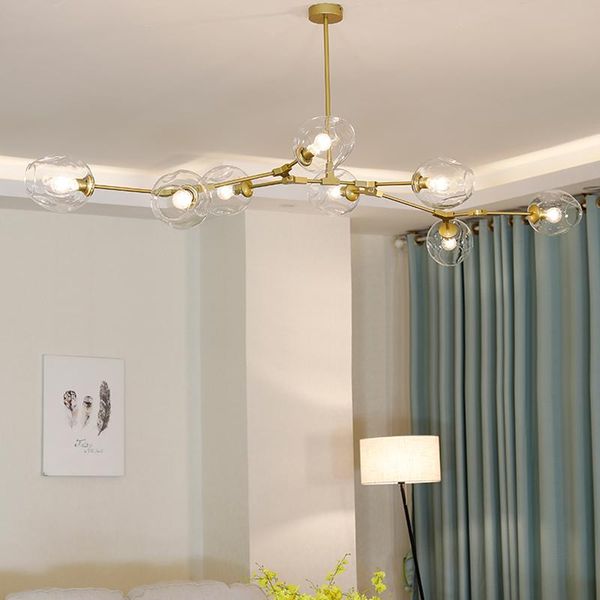 Luzes do teto luz molecular, lustre de sala de estar nórdica, luz de feijão mágico luxuoso, lâmpadas de designer