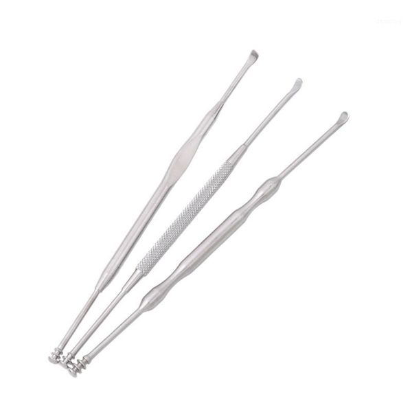 

3pcs/set stainless steel spiral type ear pick wax remover curette double-headed ear scoop earwax clean tool for adult1