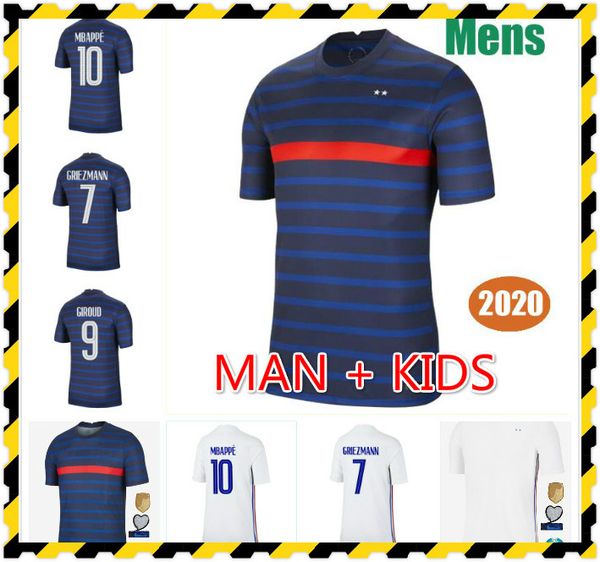 

20 21 mbappe pogba soccer jerseys 2 stars mbappe pogba griezmann giroud kante world 2020 men home away football shirt camiseta de futbol, Black;yellow