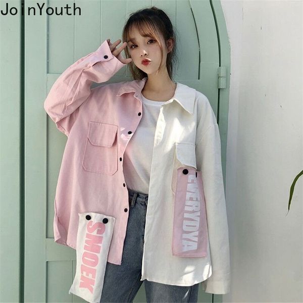 

joinyouth fall women clothes harajuku jackets patchwork contrast color outwear streetwear fashion ropa mujer casual coat 201210, Black;brown