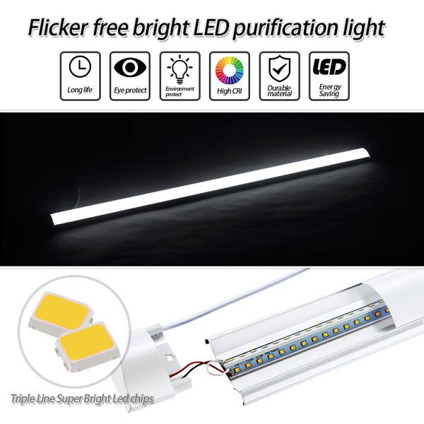 

120cm led batten linear tube light ceiling lamp cool white 6000k 110v