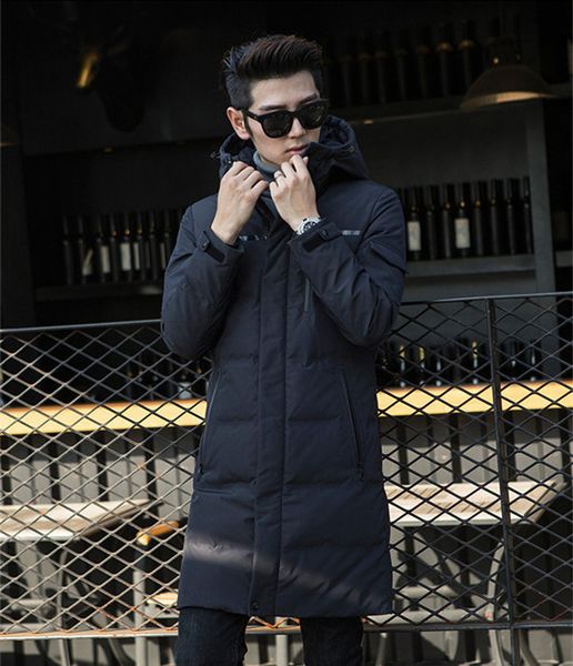 

2021 new white duck down fashion in winter hood parkas thick men jackets solid men's jacket wxf519 cxyz, Black