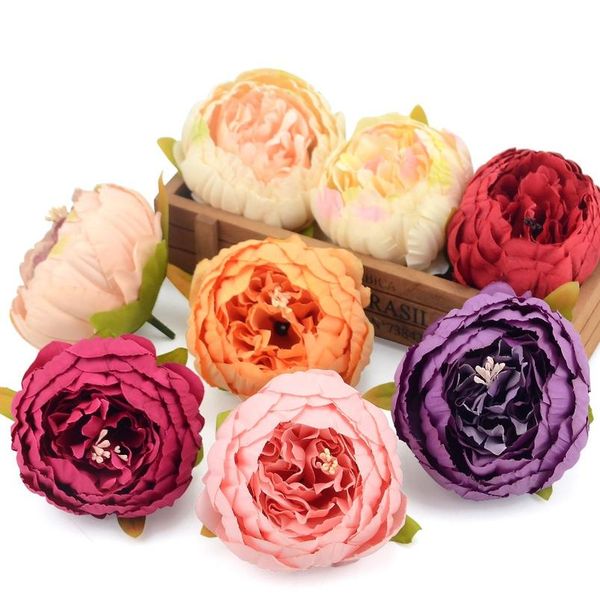 

1 pcs hight quality european silk peony heads fall vivid fake leaf artificial flowers for wedding home party decorati sqcfpx