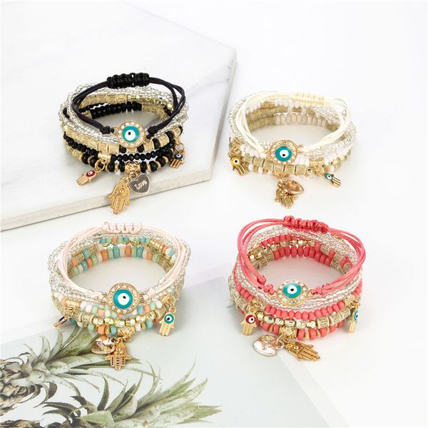 

bracelet bangles for women jewelry vintage ethnic multilayer punk big beads charm bracelets boho statement flower 8 styles, Golden;silver