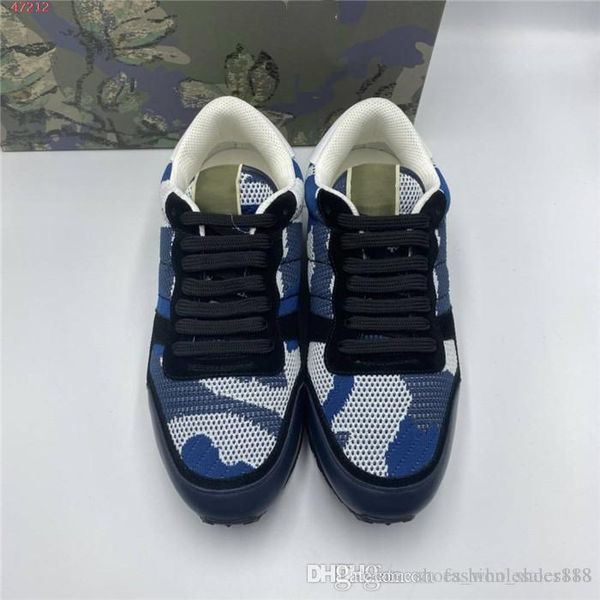 

mens classic стильный камуфляж кожаный кроссовка удобный нескользящий заклепки плоский дно повседневная обувь с коробкой размером 38-45, Black