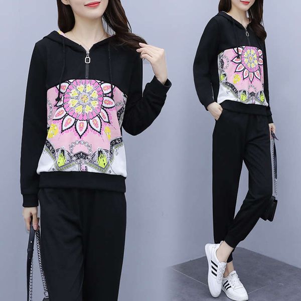 

large women's wear fall 2020 new leisure sports suit, Gray