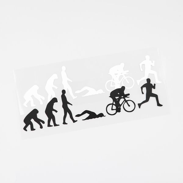 

17.1cmx4.2cm triathlon evolution running swimming cycling vinyl car sticker black/silver 8a-0753