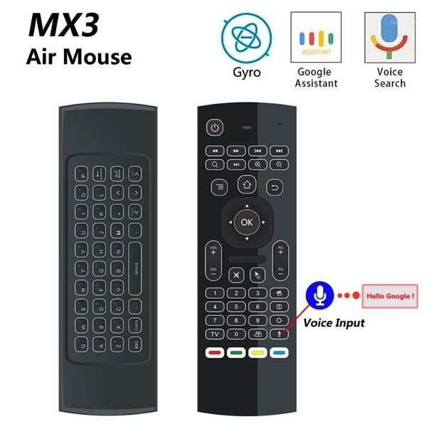 

mx3 voice backlit air mouse t3 google smart remote control ir 2.4g rf wireless keyboard for x96 mini h96 max x2 pro android tv1