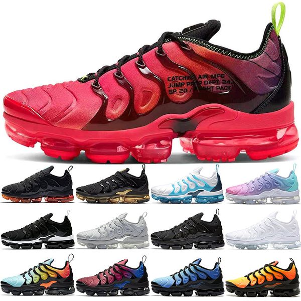 

men tn plus women running shoes triple black white dmp sunset hyper red blue volt south beach mens womens trainers sports sneakers, White;red