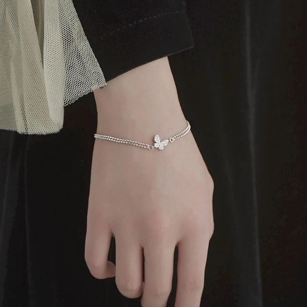 925 pulseira de prata charme para mulheres nova moda elegante borboleta zircon bracelete casais jóias festas presentes