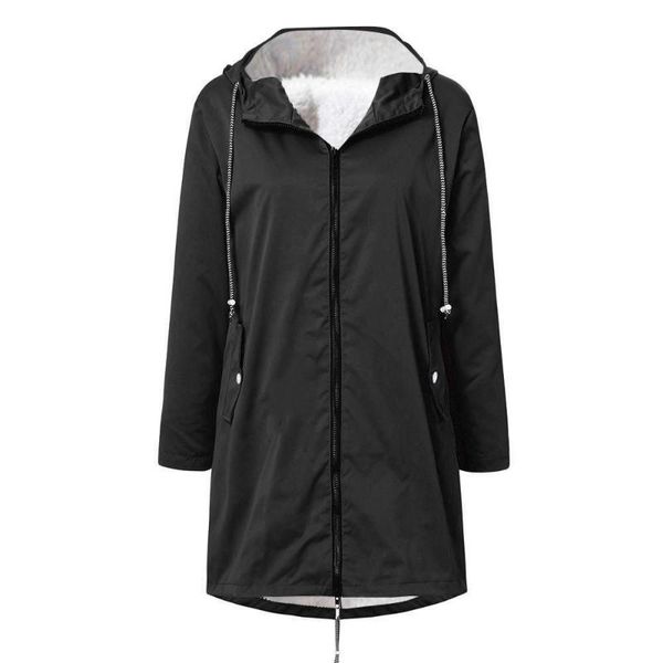 

2021 winter women jackets autumn solid jackets outdoor plus size 5xl waterproof hooded raincoat female coats chaqueta mujer a40, Black
