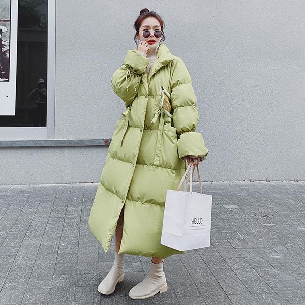 

women's down & parkas 2021 female coat autumn winter white duck mid-length over-knee korean thick warm loose casual oversized women jac, Black