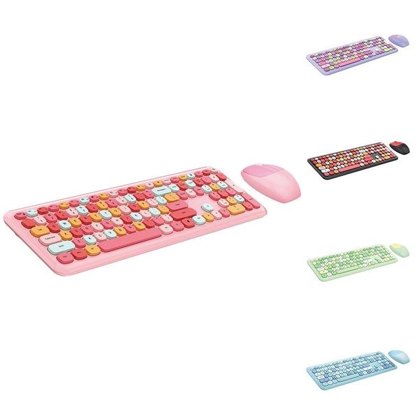 

keyboard and mouse wireless color lipstick round hat keyboard 110 keys for windows xp / win7 / win8 win10