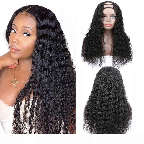 

water u-part human hair wigs 150% brazilian kinky curly 2x4 inch wigs for black women remy water human hair wig, Black;brown
