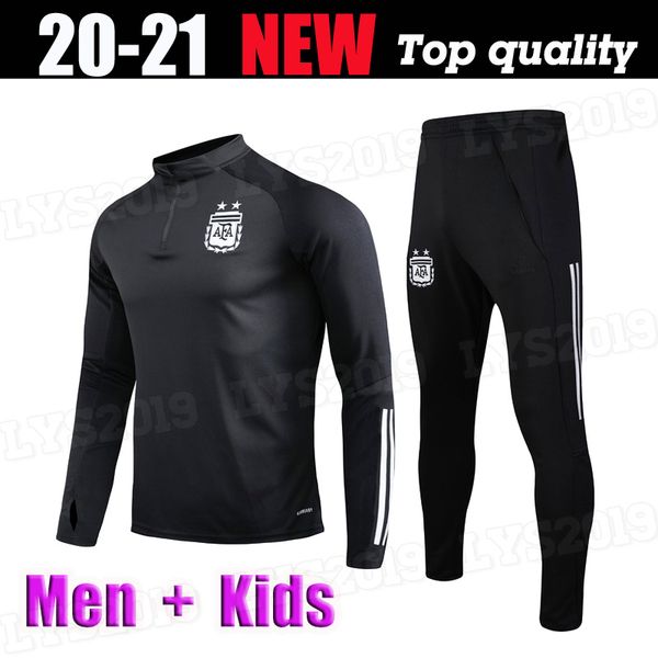 

2020 2021 argentina football tracksuit jackets kits 20 21 survetement messi di maria kun aguero dybala training suit soccer jacket set, Black