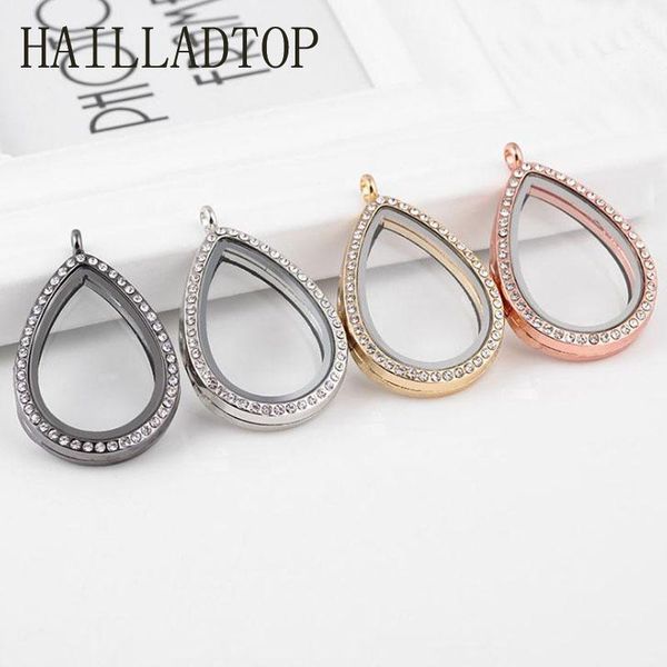

pendant necklaces est alloy water drop locket magnet glass living floating with chain gold charms fashion jewelry wholesale, Silver