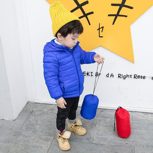 

casual detachable hat autumn winter middle school children's boys and girls' down coat, Blue;gray