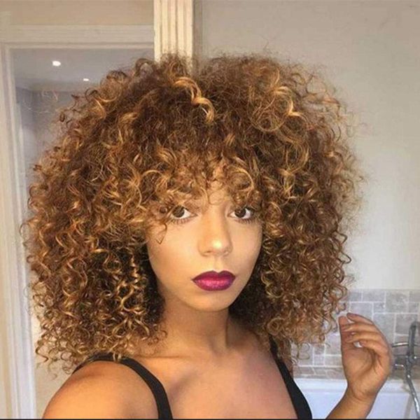 

14 inches afro kinky curly synthetic wigs hightemperature fiber wig perruques de cheveux humains pelucas jb1013, Black
