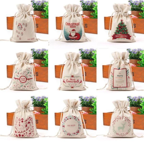 

gift bag candy bag canvas creative drawstring christmas xmas sack decoration1